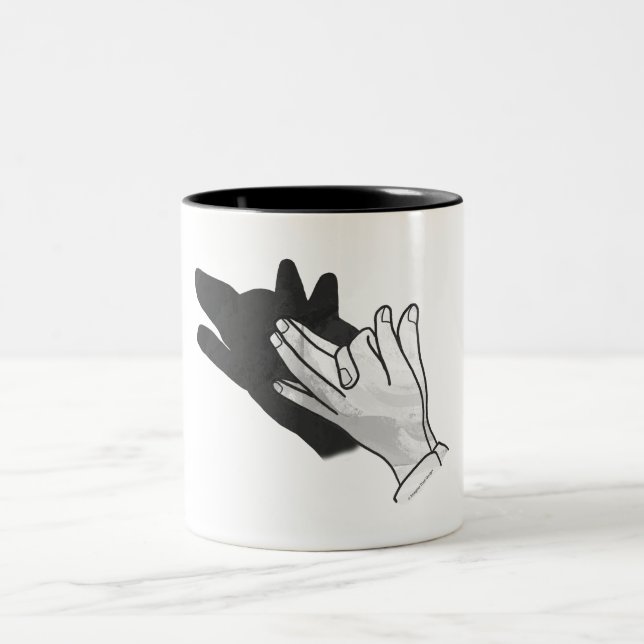 Caneca De Café Em Dois Tons Hand Silhouette Wolf (Centro)