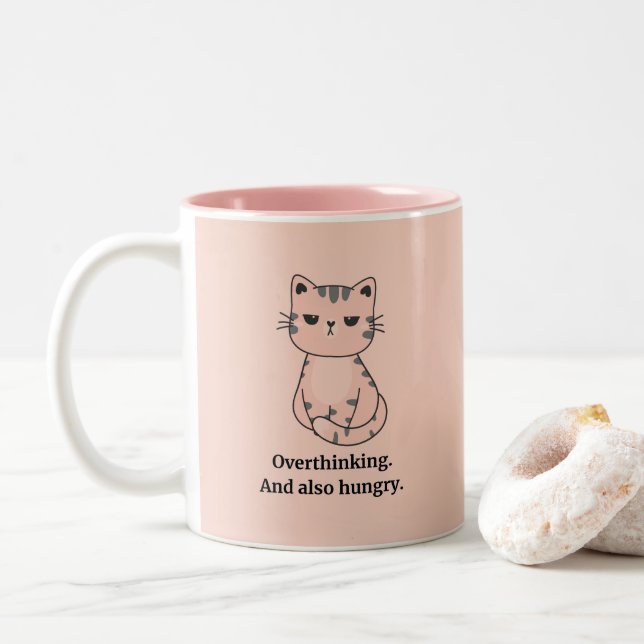 Caneca De Café Em Dois Tons Hangry Cat (Com Donut)
