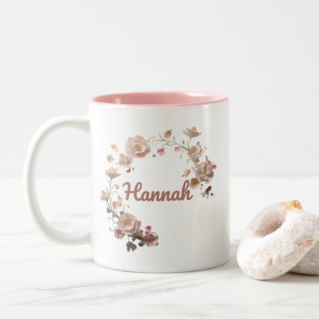 Caneca De Café Em Dois Tons Hannah Floral Mug (Com Donut)