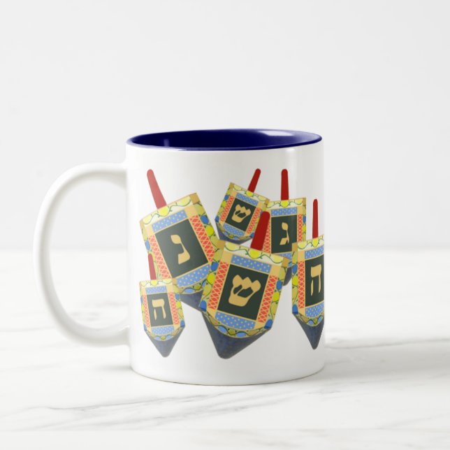 Caneca De Café Em Dois Tons Hanukkah Dreidel Mug (Esquerda)