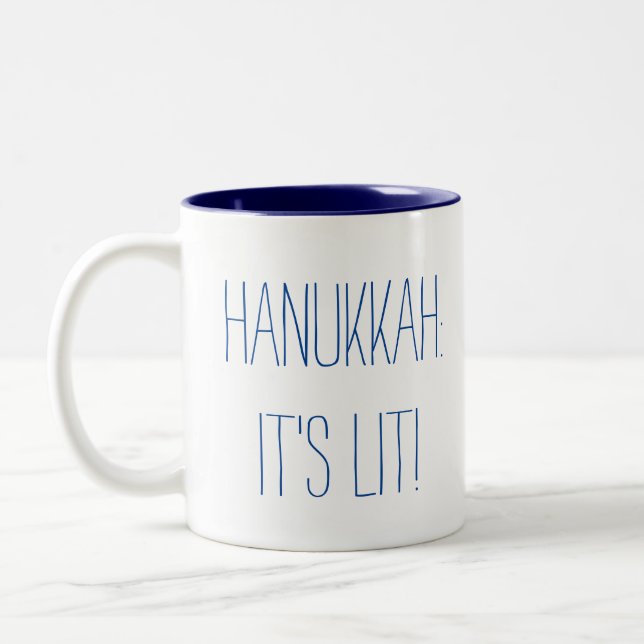 Caneca De Café Em Dois Tons Hanukkah, é Lit (Esquerda)