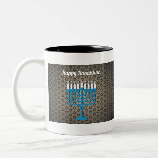 Caneca De Café Em Dois Tons hanukkah negro feliz (Esquerda)