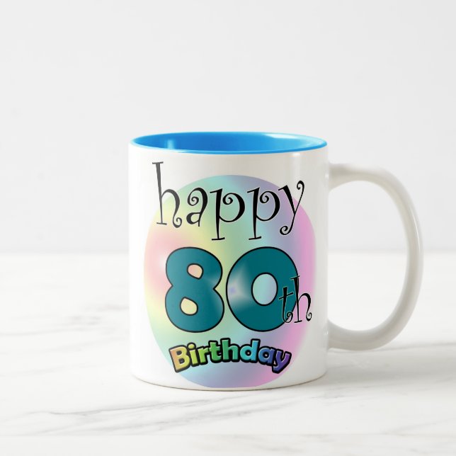 Caneca De Café Em Dois Tons Happy 80th Birthday (Direita)