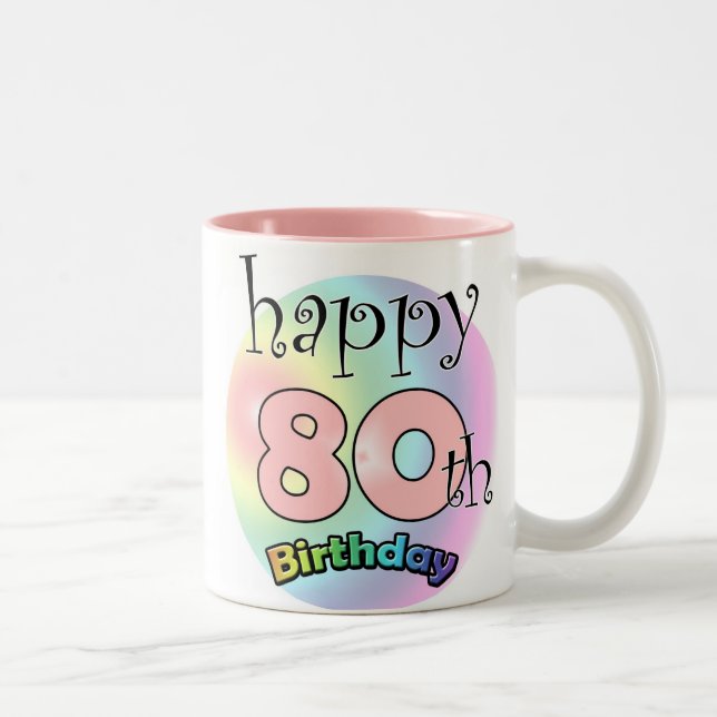 Caneca De Café Em Dois Tons Happy 80th Birthday (roze) (Direita)