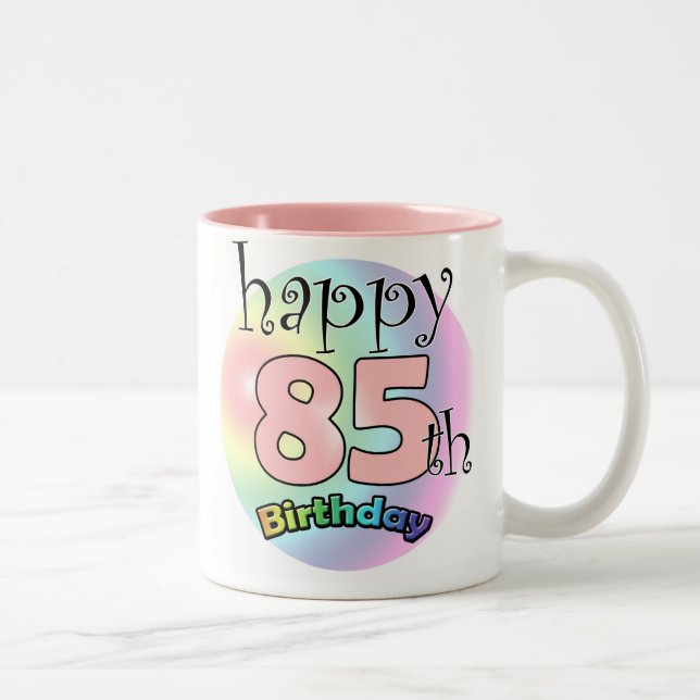 Caneca De Café Em Dois Tons Happy 85th Birthday (Roze) (Direita)