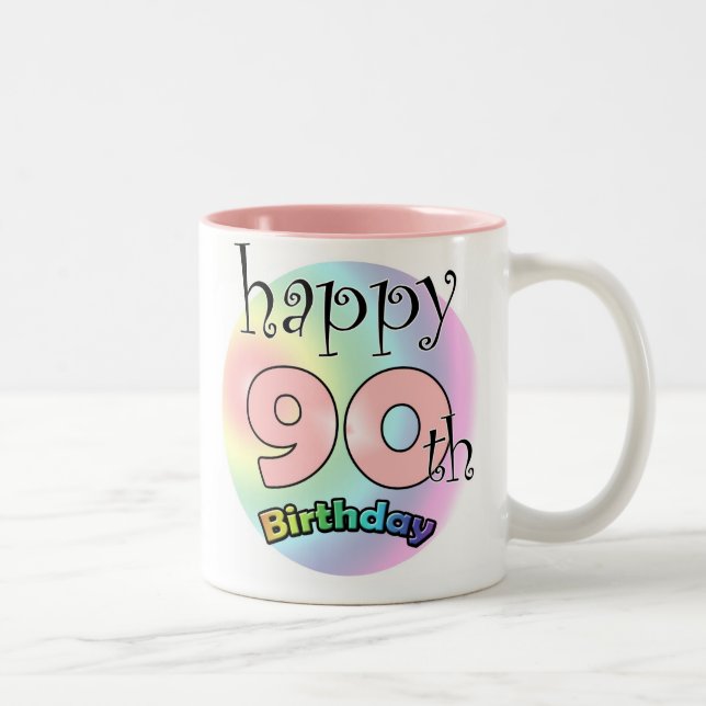 Caneca De Café Em Dois Tons Happy 90th Birthday (roze) (Direita)