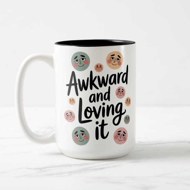 Caneca De Café Em Dois Tons Happy Awkwardness (Esquerda)