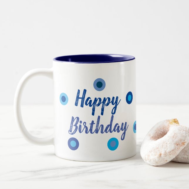 Caneca De Café Em Dois Tons Happy Birthday (Com Donut)