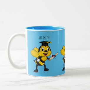 Caneca De Café Em Dois Tons Happy cartoon bee graduation