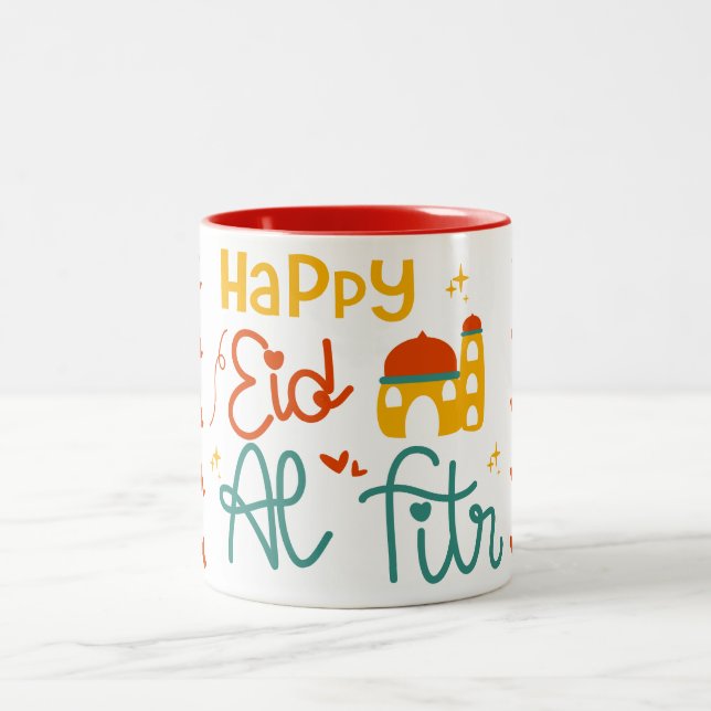 Caneca De Café Em Dois Tons Happy Eid (Centro)