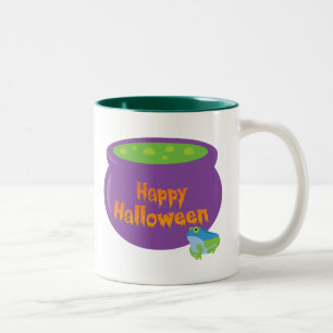 Caneca De Café Em Dois Tons Happy Halloween Cauldron