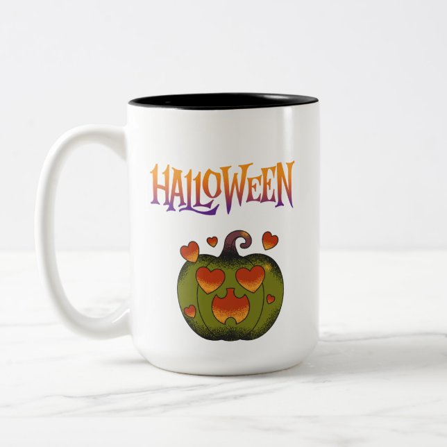 Caneca De Café Em Dois Tons Happy Halloween funny Pumpkin  (Esquerda)