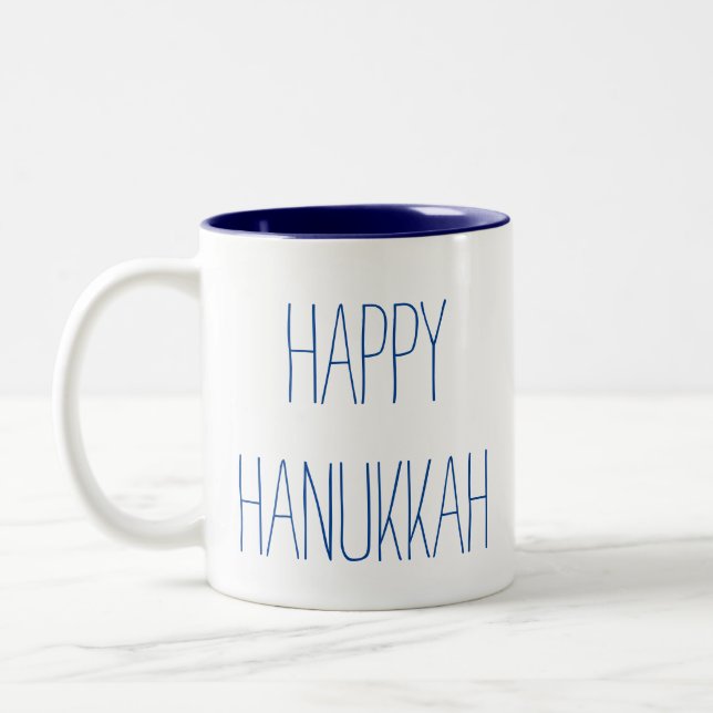 Caneca De Café Em Dois Tons Happy Hanukkah (Esquerda)