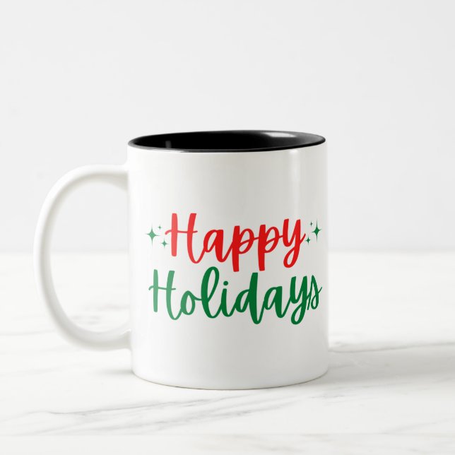Caneca De Café Em Dois Tons Happy Holidays (Esquerda)