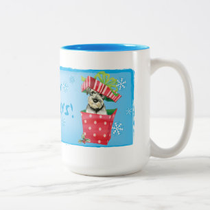 Caneca De Café Em Dois Tons Happy Howlidays Standard Schnauzer