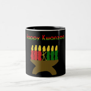 Caneca De Café Em Dois Tons Happy Kwanzaa Kinara