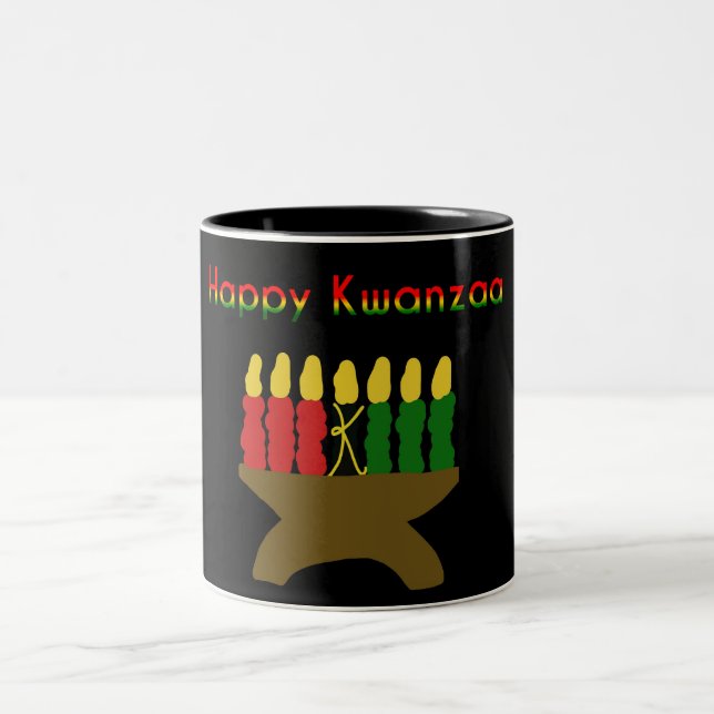 Caneca De Café Em Dois Tons Happy Kwanzaa Kinara (Centro)