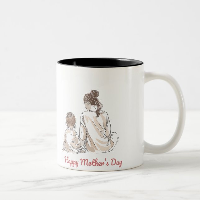 Caneca De Café Em Dois Tons Happy Mother's Day (Direita)
