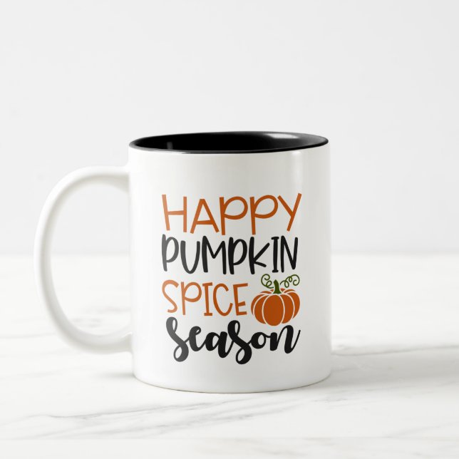 Caneca De Café Em Dois Tons Happy Pumpkin Spice Season - Outono (Esquerda)