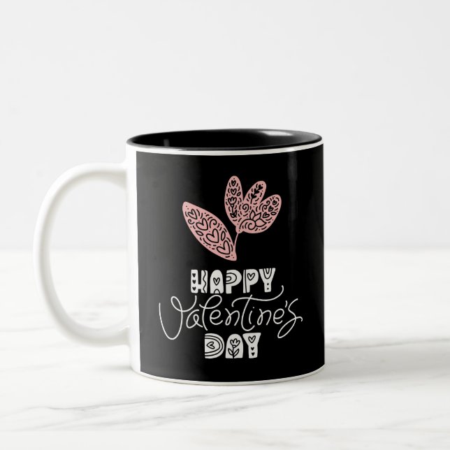 Caneca De Café Em Dois Tons Happy valentine day  (Esquerda)