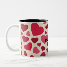 Caneca De Café Em Dois Tons Happy valentine's cute red hearts 