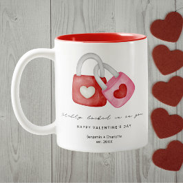 Caneca De Café Em Dois Tons Happy Valentine's Day Cute Fun Locks Custom Mug