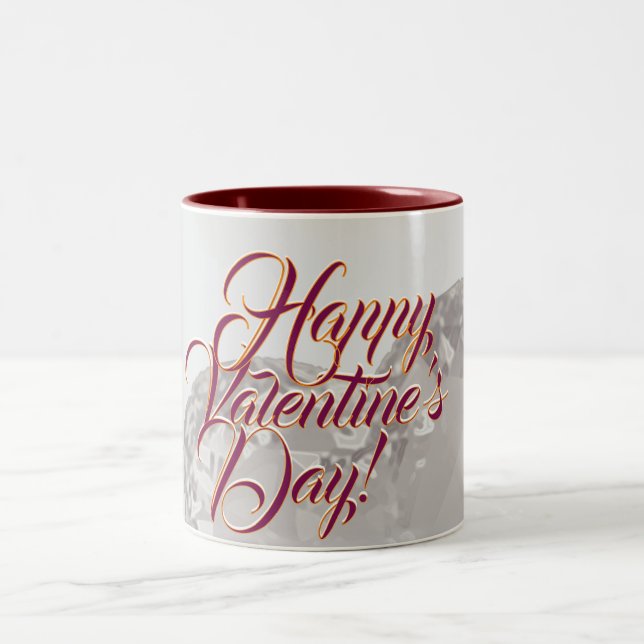 Caneca De Café Em Dois Tons Happy Valentine's Day Mug (Centro)