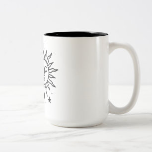 Caneca De Café Em Dois Tons Harmonia Celestial do Sol e da Lua — Minimalista C