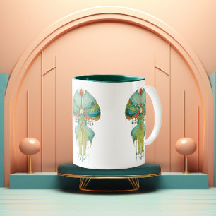 Caneca De Café Em Dois Tons Harmonia de Flor Whimsical