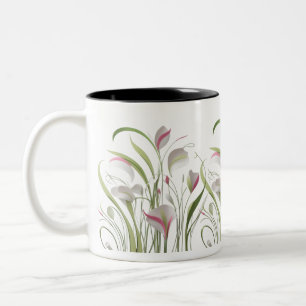 Caneca De Café Em Dois Tons Harmonia Floral Moderna Abstrato - Elegante Dois T
