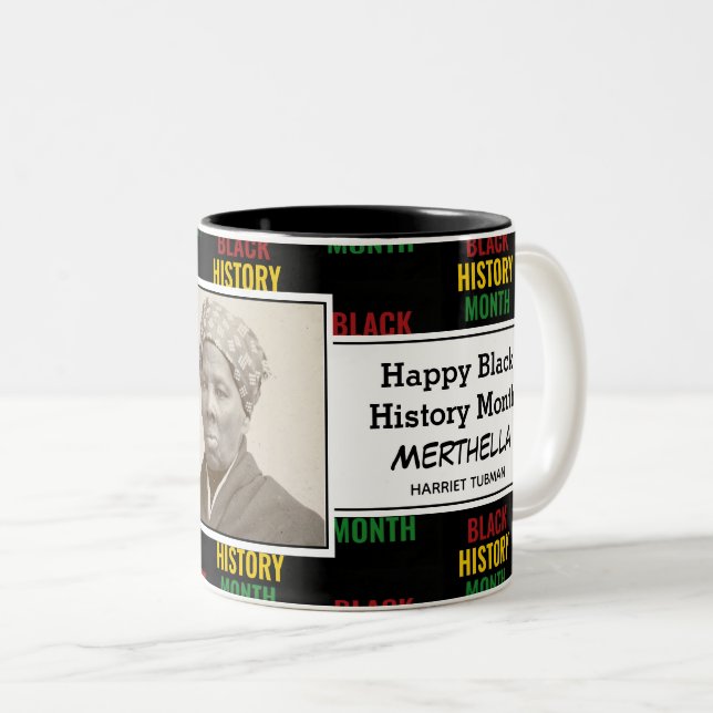 Caneca De Café Em Dois Tons HARRIET TUBMAN Personalizado | História Negra Mês (Frente Esquerda)