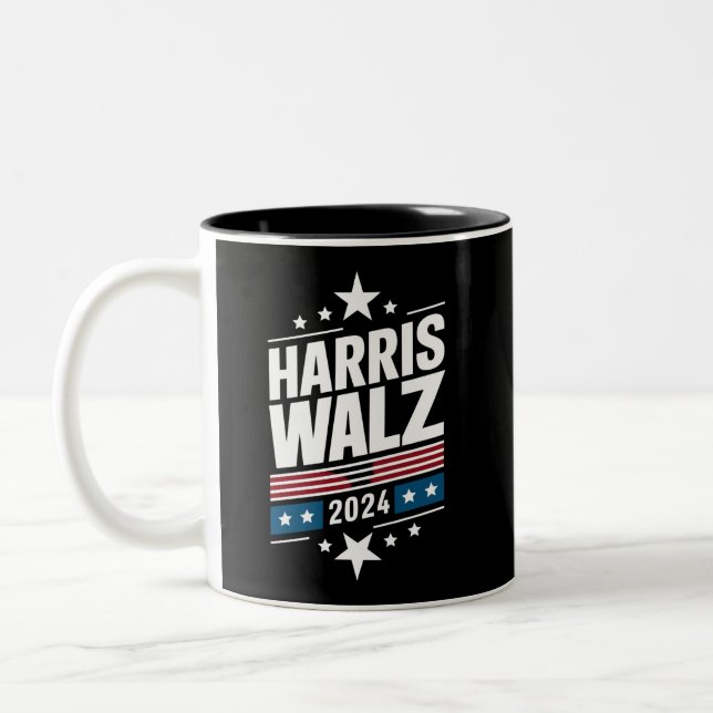 Caneca De Café Em Dois Tons Harris Waltz 2024 Kamala Harris Tim Waltz 2024 (Esquerda)