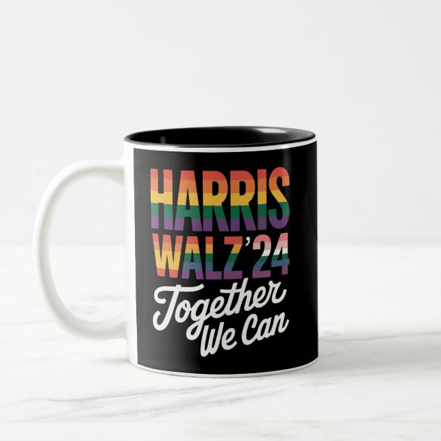Caneca De Café Em Dois Tons Harris Walz 2024 Juntos Podemos Eleger LGBTQIA (Esquerda)