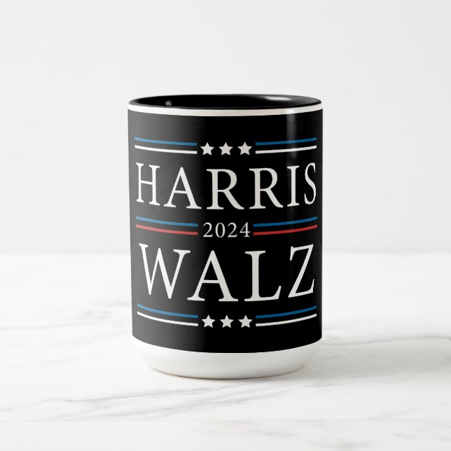 Caneca De Café Em Dois Tons Harris Walz eleições de 2024 (Centro)