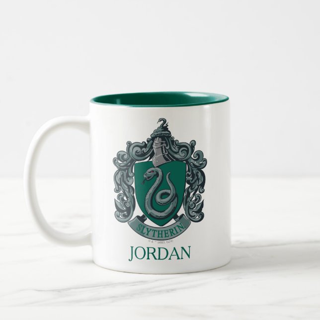 Caneca De Café Em Dois Tons Harry Potter | Slytherin Crest Green (Esquerda)