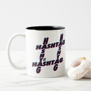 Caneca De Café Em Dois Tons Hashtag 3D tipográfico