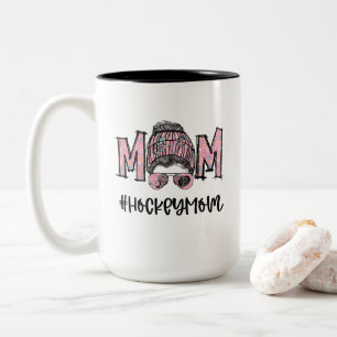 Caneca De Café Em Dois Tons Hashtag Hockey Mãe Cor-de-Água Rosa Menina