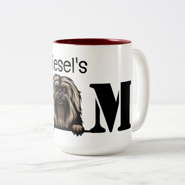 Caneca De Café Em Dois Tons Havanês Personalizado Peeking Mãe (Frente Esquerda)