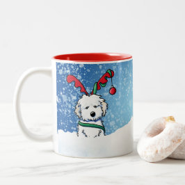 Caneca De Café Em Dois Tons Havanese Reindeer Christmas Mug
