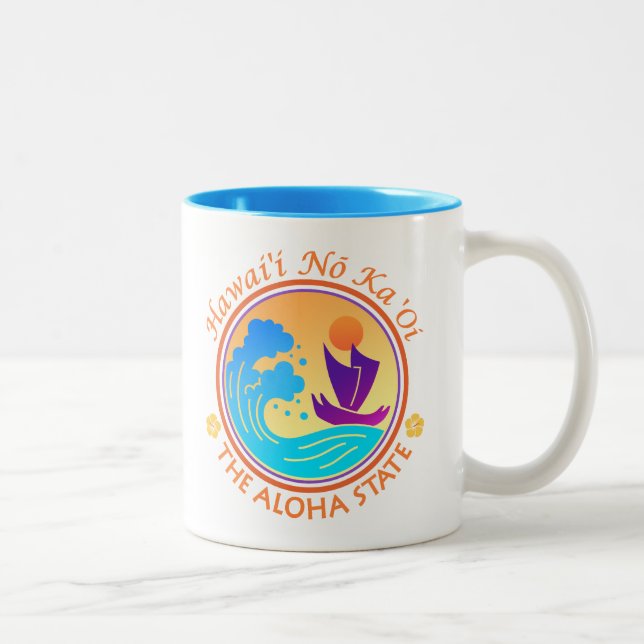 Caneca De Café Em Dois Tons Hawaii Aloha State (Direita)