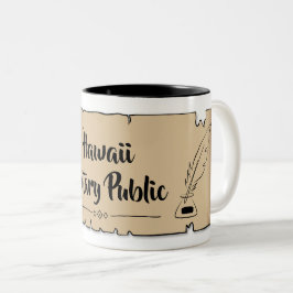 Caneca De Café Em Dois Tons Hawaii Notary Public Scroll Feather Quill