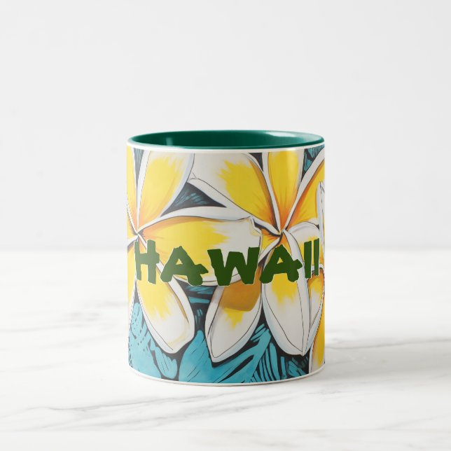 Caneca De Café Em Dois Tons Hawaii Plumeria Dois Tons Mug (Centro)