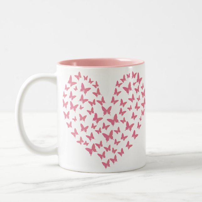 Caneca De Café Em Dois Tons Heart of Capricious Butterflies (Esquerda)