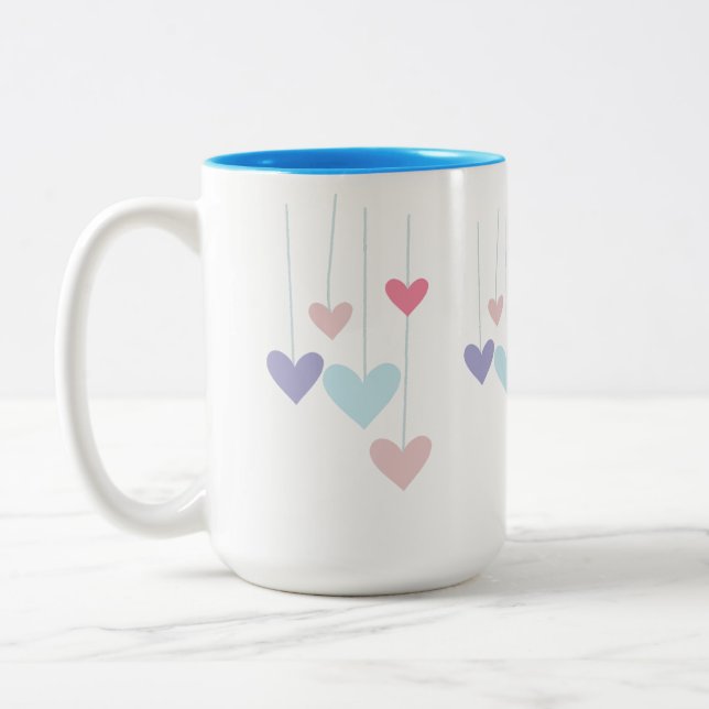 Caneca De Café Em Dois Tons Hearts Modern Art Design (Esquerda)