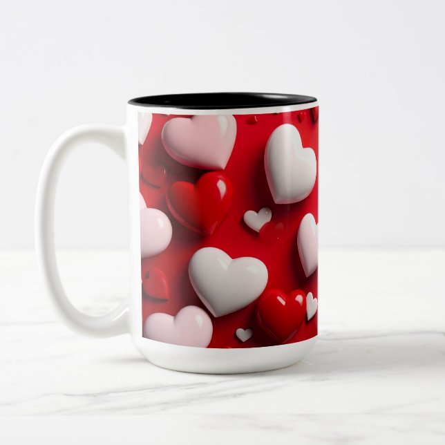 Caneca De Café Em Dois Tons hearts mug (Esquerda)