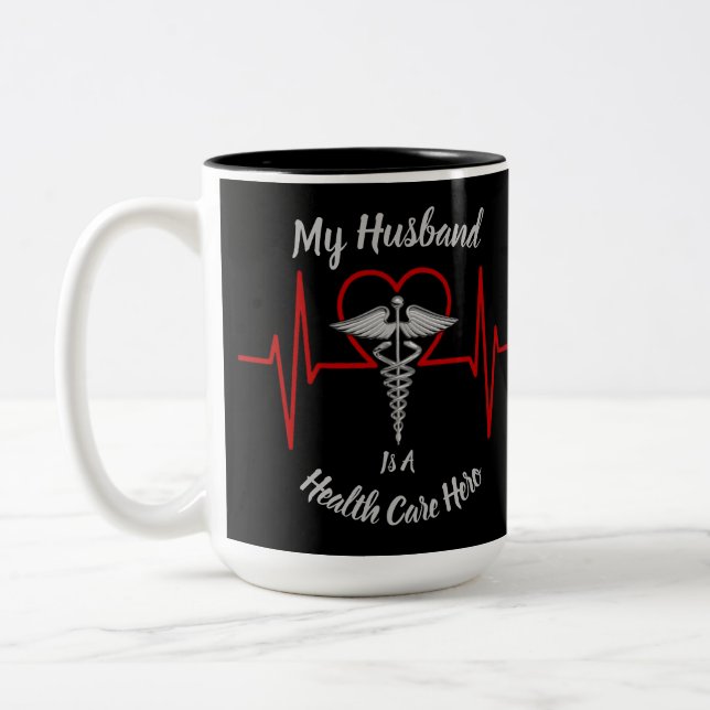 Caneca De Café Em Dois Tons Heath Care Hero Husband (Esquerda)
