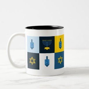 Caneca De Café Em Dois Tons hebrew hanukkah colorblock