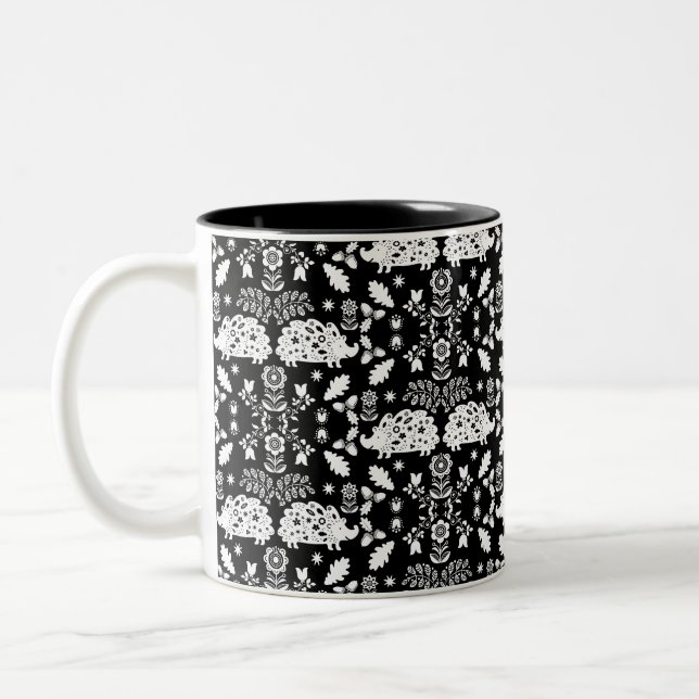 Caneca De Café Em Dois Tons Hedgehog Folk Art (Esquerda)