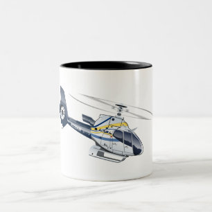 Caneca De Café Em Dois Tons Helicóptero de desenho animado