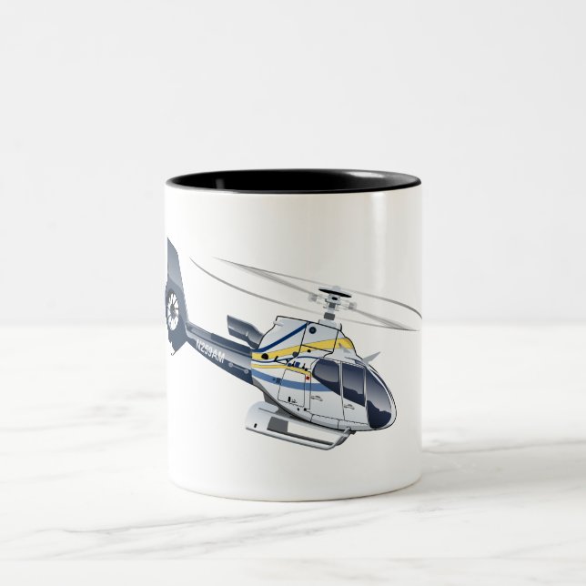Caneca De Café Em Dois Tons Helicóptero de desenho animado (Centro)